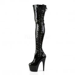Pleaser 7" Heel Black Platform Thigh Boots*