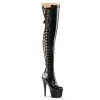 Pleaser 7" Heel Black Platform Thigh Boots*