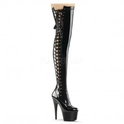 Pleaser 7" Heel Black Platform Thigh Boots*