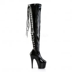 Pleaser 7" Heel Black Platform Lace-Up Thigh Boots* 9 Pleaser 7
