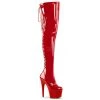 Pleaser Shoes 7" Heel Red Platform Stretch Thigh Boots*