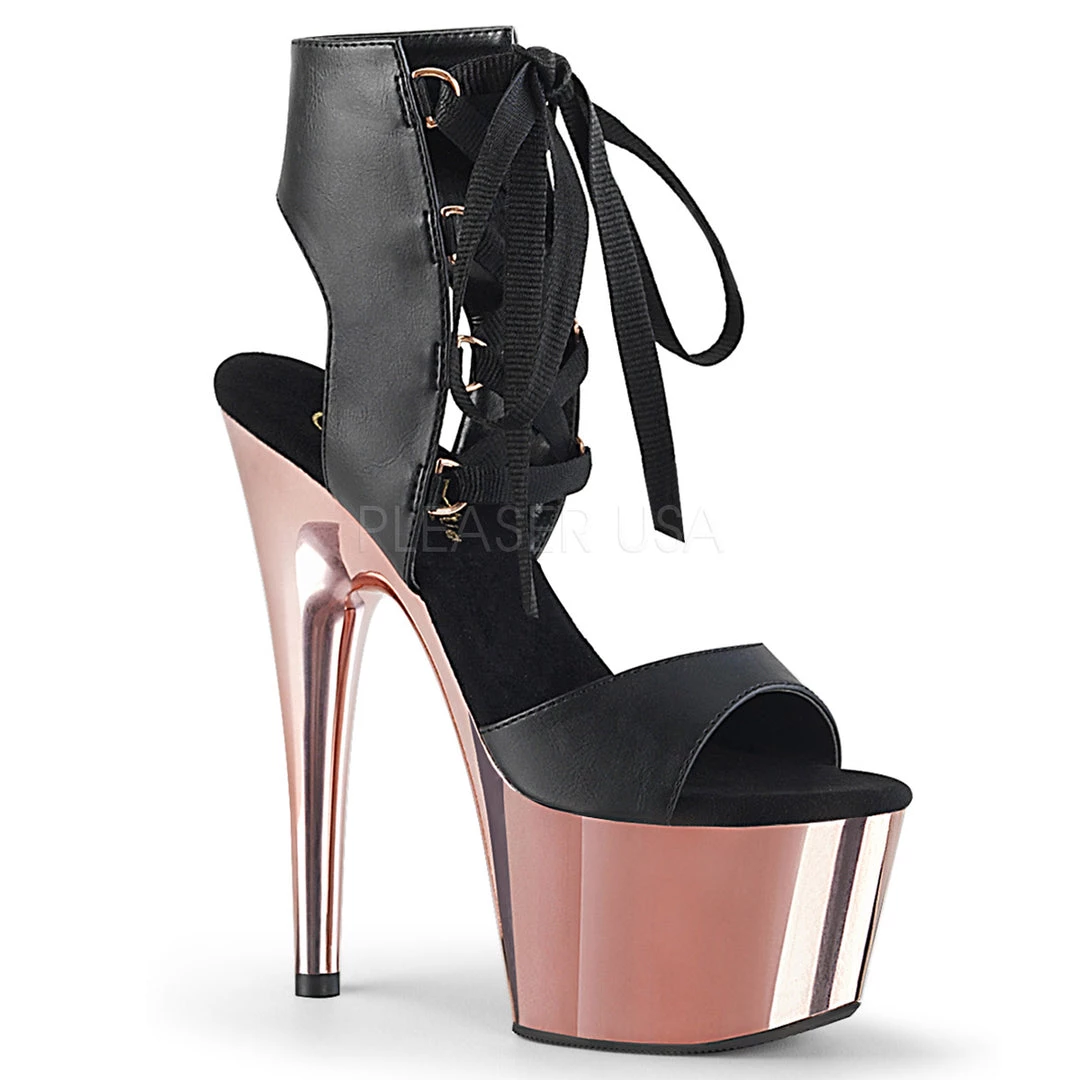 Pleaser 7" Heel Black Lace-Up Sandal Platform Shoes* 3 Pleaser 7" Heel Black Lace-Up Sandal Platform Shoes*
