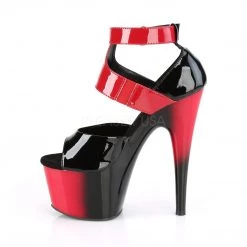 Pleaser Shoes 7" Black/Red Ankle Strap High Heels*
