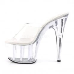 Pleaser Shoes Clear 7" Peep Toe Slide High Heels*
