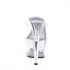 Pleaser Shoes Clear 7" Peep Toe Slide High Heels* 8 Pleaser Shoes Clear 7