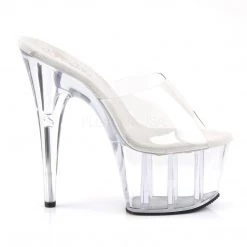 Pleaser Shoes Clear 7" Peep Toe Slide High Heels* 9 Pleaser Shoes Clear 7
