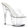 Pleaser Shoes Clear 7" Peep Toe Slide High Heels*