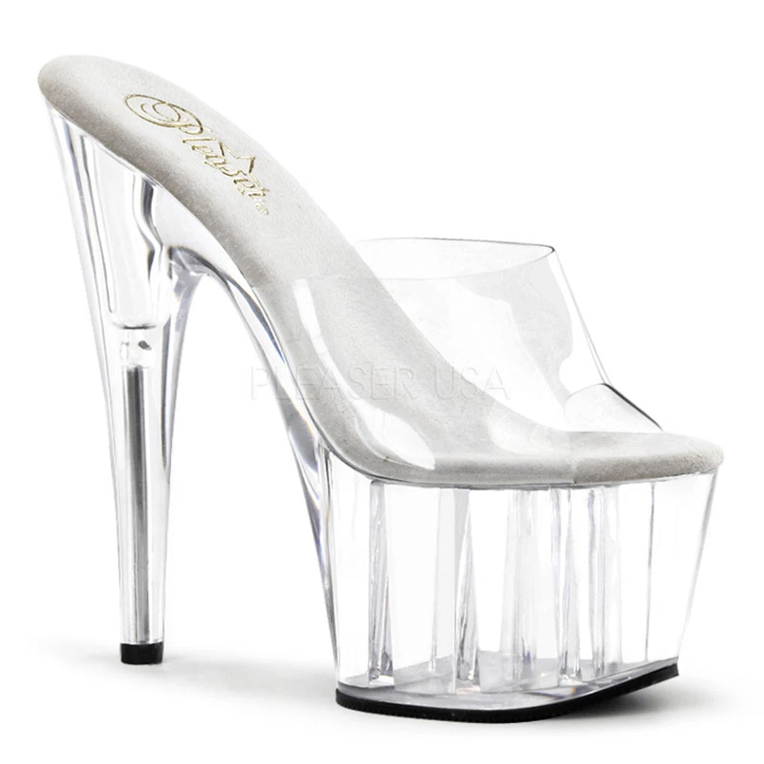 Pleaser Shoes Clear 7" Peep Toe Slide High Heels* 3 Pleaser Shoes Clear 7" Peep Toe Slide High Heels*