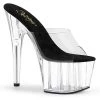 Pleaser Shoes 7" Heel Slip On Clear Black Platform Side*