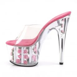 Pleaser Clear & Pink Rose 7" Pumps*