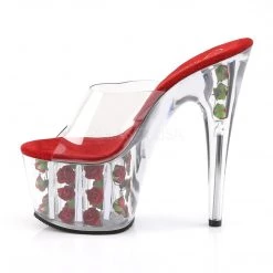 Pleaser Clear & Red Rose 7" Pumps*