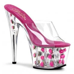 Pleaser Clear & Pink Rose 7" Pumps*