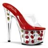 Pleaser Clear & Red Rose 7" Pumps*