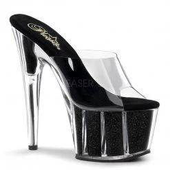 Pleaser Shoes Clear 7" Glitter Pumps*