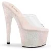 Pleaser 7" Heel Clear Baby Pink Multi Mini Glitter Platform Side*