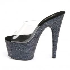 Pleaser Clear/Black 7" Glitter Pumps* Shoes