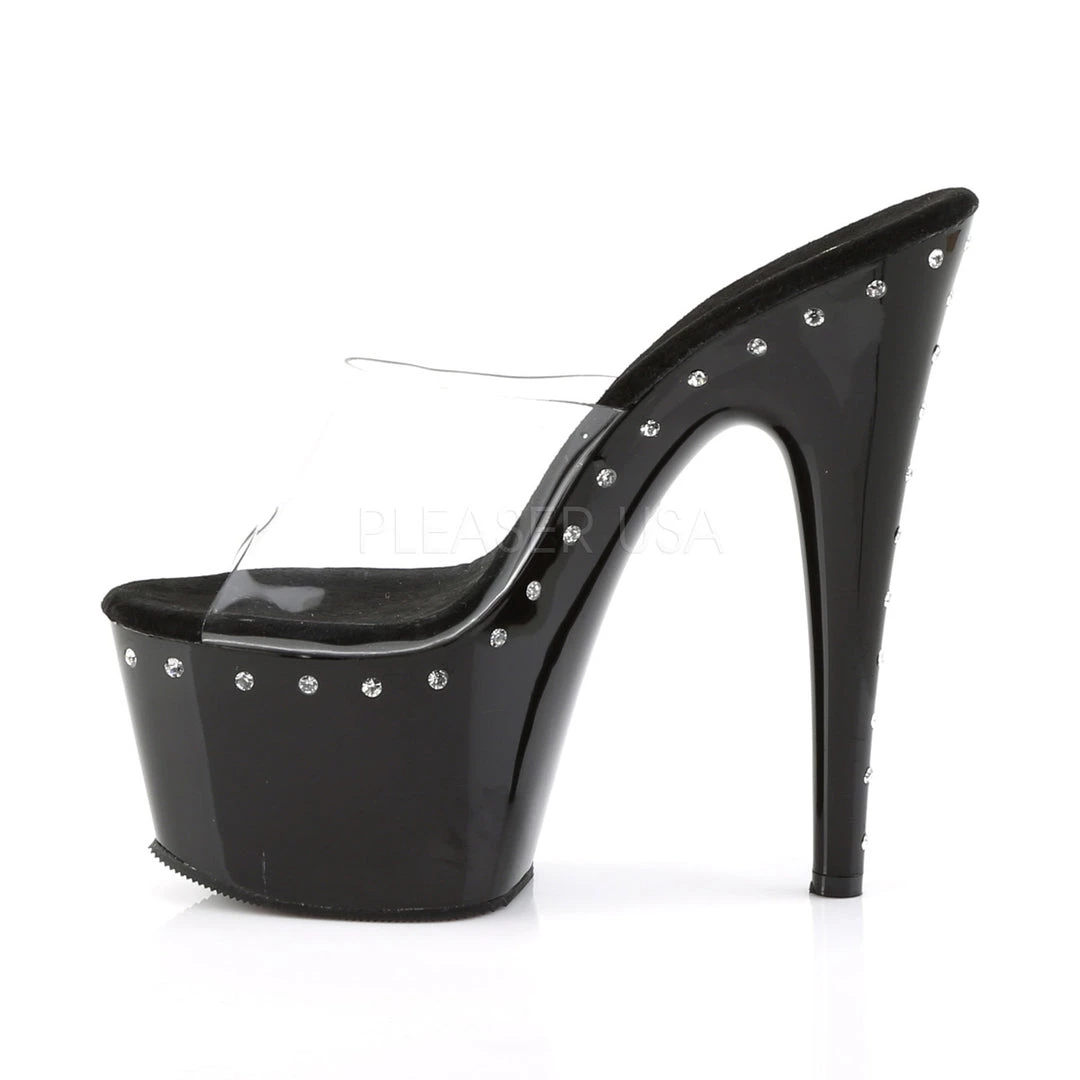 Pleaser Shoes Clear/Black 7" Platform Slide Pumps* 4 Pleaser Shoes Clear/Black 7" Platform Slide Pumps*