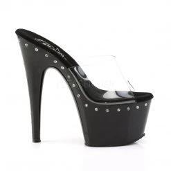 Pleaser Shoes Clear/Black 7" Platform Slide Pumps* 9 Pleaser Shoes Clear/Black 7