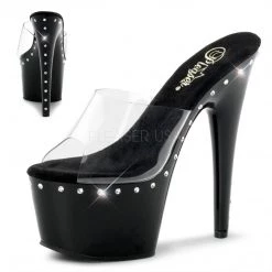 Pleaser Shoes Clear/Black 7" Platform Slide Pumps*