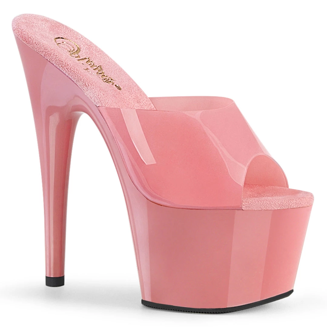 Pleaser 7" Heel (Jelly Like) TPU Baby Pink Platform Side* Shoes 3 Pleaser 7" Heel (Jelly Like) TPU Baby Pink Platform Side* Shoes