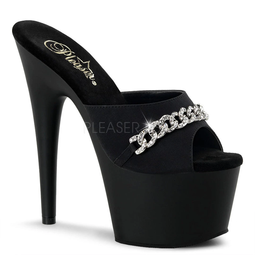 Pleaser 7" Black Heels W/ Rhinestone Chain Platform Shoes* 3 Pleaser 7" Black Heels W/ Rhinestone Chain Platform Shoes*