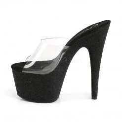 Pleaser Clear/Black 7" Glitter Heels*