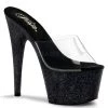 Pleaser Clear/Black 7" Glitter Heels*