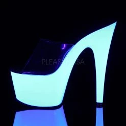 Pleaser Clear/White 7" Platform Slide High Heels* Shoes