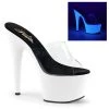 Pleaser Clear/White 7" Platform Slide High Heels* Shoes