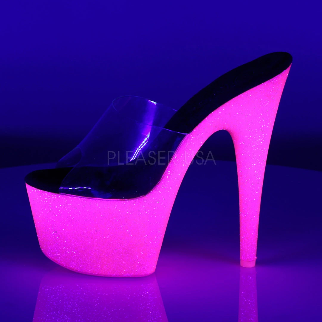 Pleaser 7 Inch Clear/Hot Pink Glitter Heels* 4 Pleaser 7 Inch Clear/Hot Pink Glitter Heels*