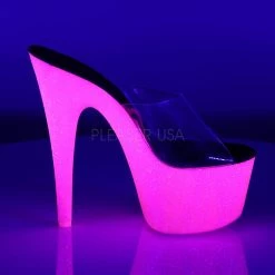 Pleaser 7 Inch Clear/Hot Pink Glitter Heels* 9 Pleaser 7 Inch Clear/Hot Pink Glitter Heels*