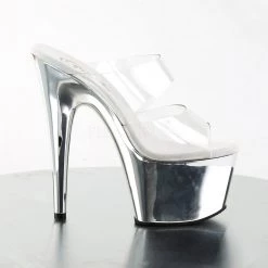 Pleaser 7" Heel Clear Platform Slide Platform Shoes* 9 Pleaser 7