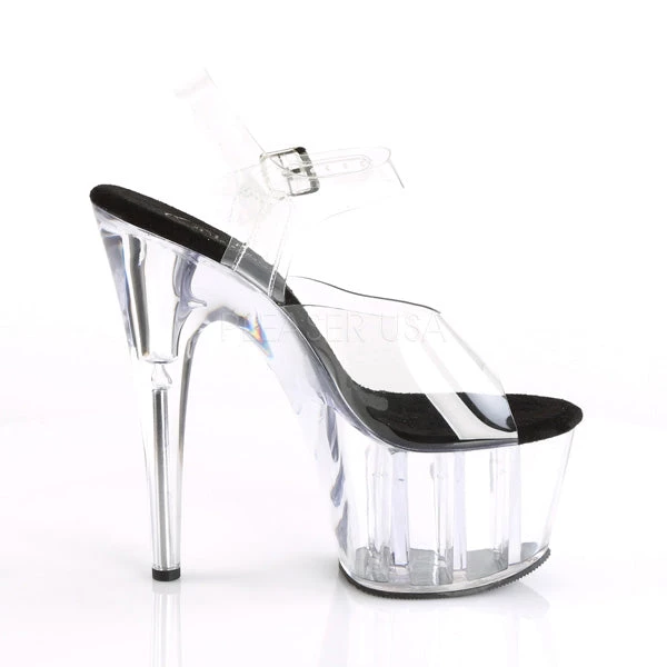 Pleaser 7" Clear/Black Ankle Strap Stripper Pumps* Shoes 6 Pleaser 7" Clear/Black Ankle Strap Stripper Pumps* Shoes