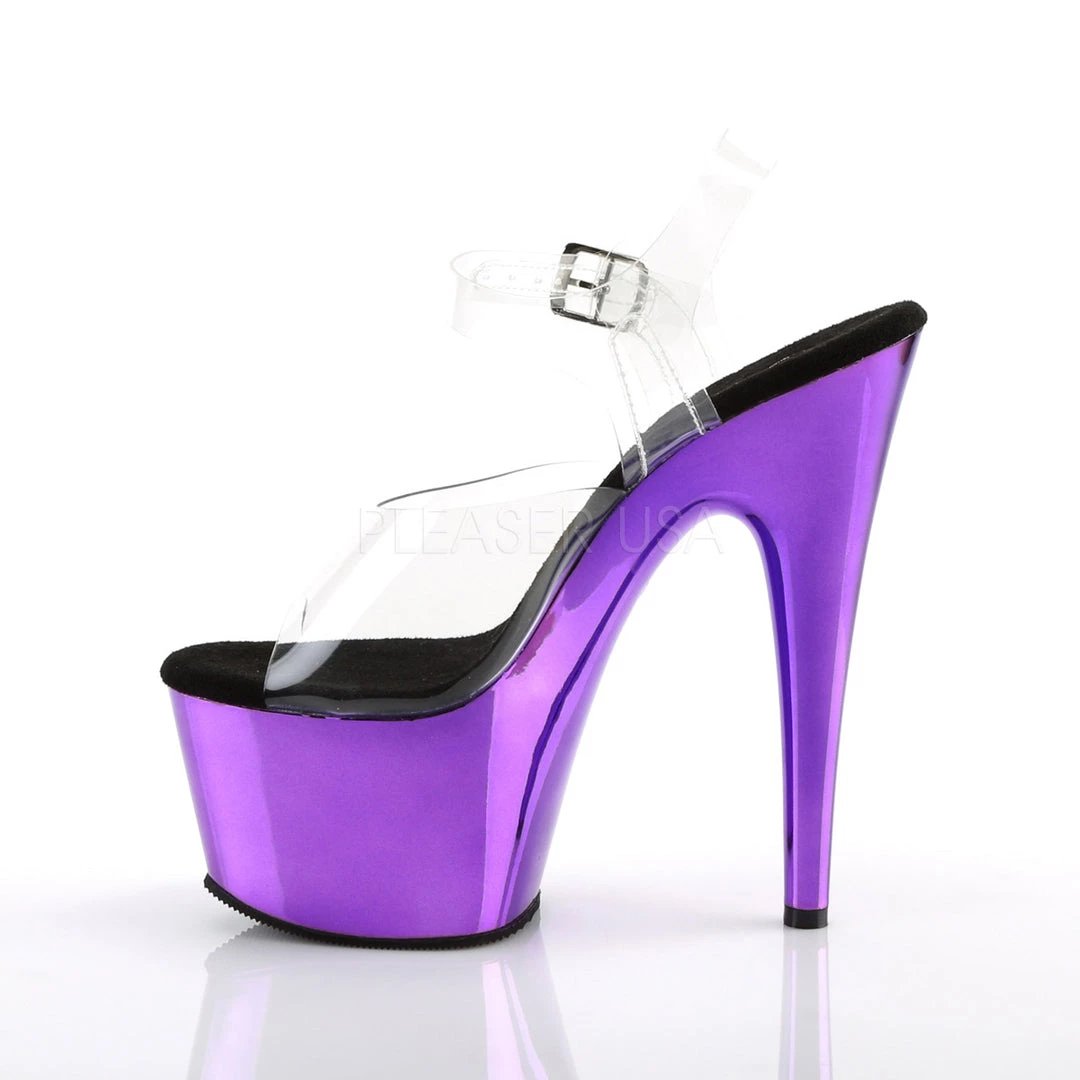 Pleaser Clear/Purple 7" Ankle Strap Heels* Shoes 4 Pleaser Clear/Purple 7" Ankle Strap Heels* Shoes