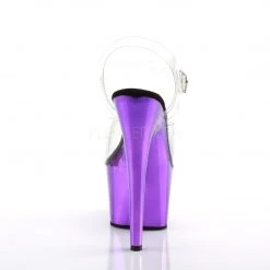 Pleaser Clear/Purple 7" Ankle Strap Heels* Shoes 8 Pleaser Clear/Purple 7