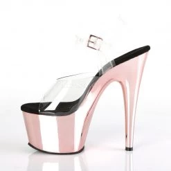 Pleaser Shoes Clear/Rose Gold 7" Ankle Strap High Heels*