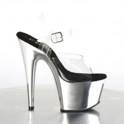 Pleaser Clear 7" Ankle Strap Heels* 9 Pleaser Clear 7