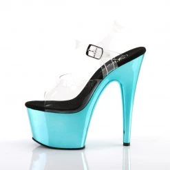 Pleaser Clear/Blue 7" Ankle Strap High Heels*