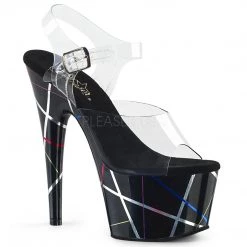 Pleaser Shoes 7" Clear/Black Ankle Strap Heels W/ 2.8" Platform*