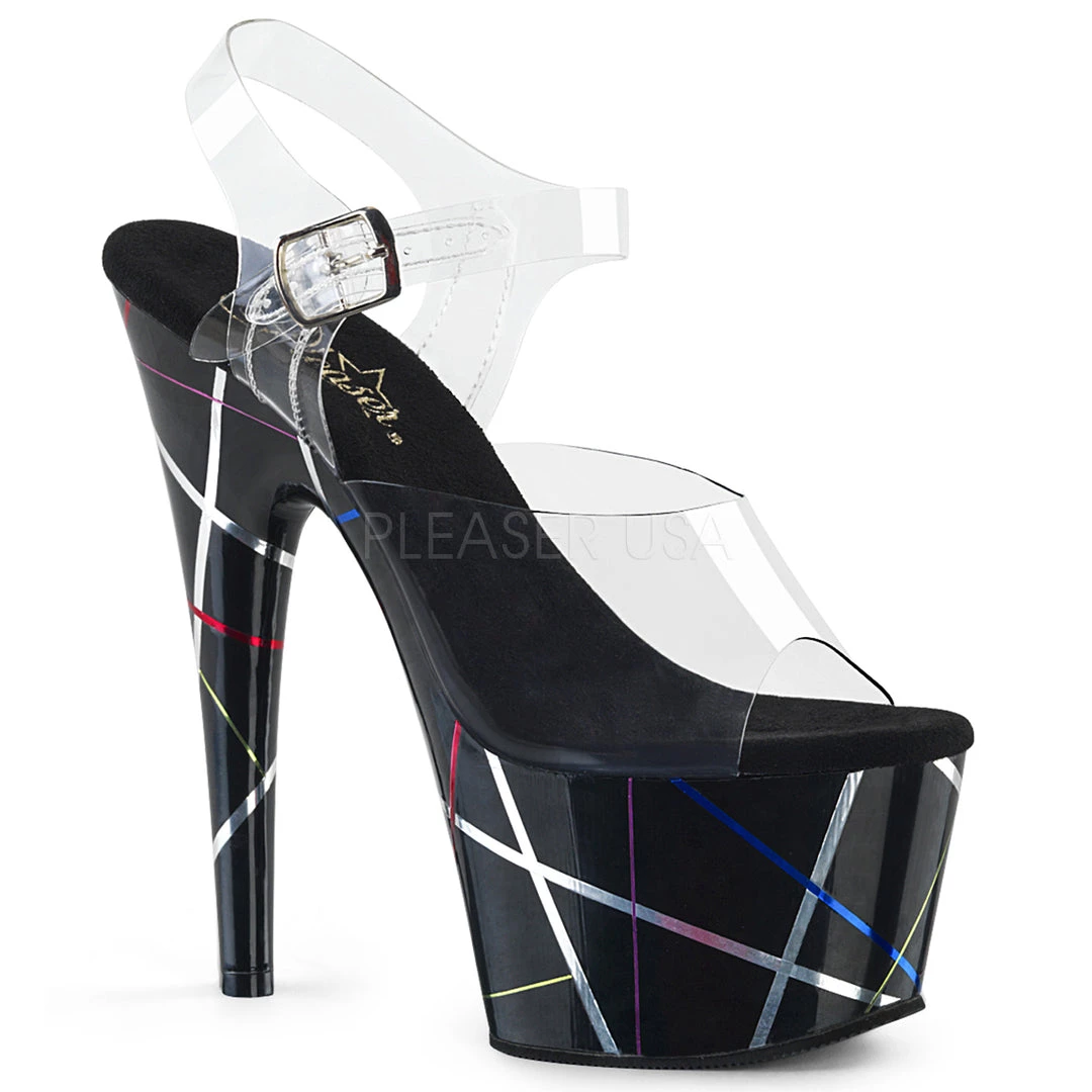 Pleaser Shoes 7" Clear/Black Ankle Strap Heels W/ 2.8" Platform* 3 Pleaser Shoes 7" Clear/Black Ankle Strap Heels W/ 2.8" Platform*