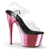 Pleaser Shoes Clear/Black Pink 7" Ankle Strap High Heels*