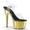 Pleaser Clear/Gold 7" Ankle Strap Heels* Shoes