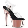 Pleaser Shoes Clear/Rose Gold 7" Ankle Strap High Heels*