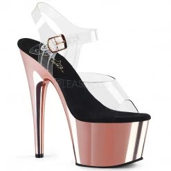 Pleaser Shoes Clear/Rose Gold 7" Ankle Strap High Heels*