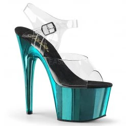 Pleaser Clear/Blue 7" Ankle Strap High Heels*
