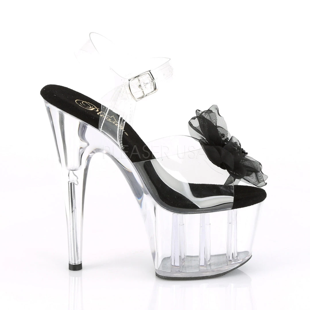 Pleaser Clr/Blk Clear/Black Ankle Strap Heels* Shoes 6 Pleaser Clr/Blk Clear/Black Ankle Strap Heels* Shoes