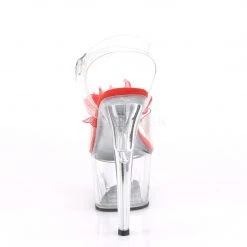 Pleaser 7 Inch Clear/Red Ankle Strap Heels* Shoes