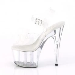 Pleaser Shoes Clear/White 7" Ankle Strap Heels*
