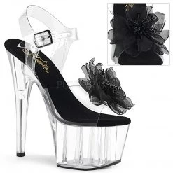 Pleaser Clr/Blk Clear/Black Ankle Strap Heels* Shoes