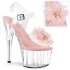 Pleaser 7" Heel Clear/Pink Ankle Strap Platforms*